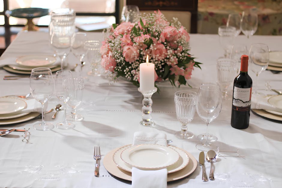 elegant dinner table setup linen candles Paris apartment