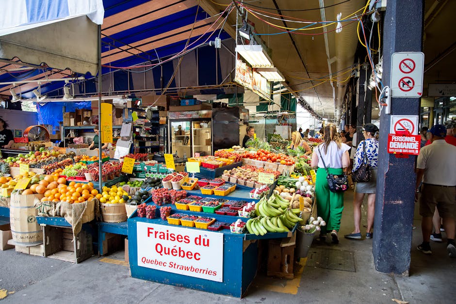 French market scene with fresh flowers and produce