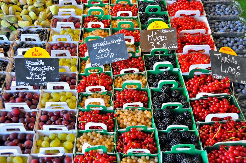 French outdoor market produce display Nice