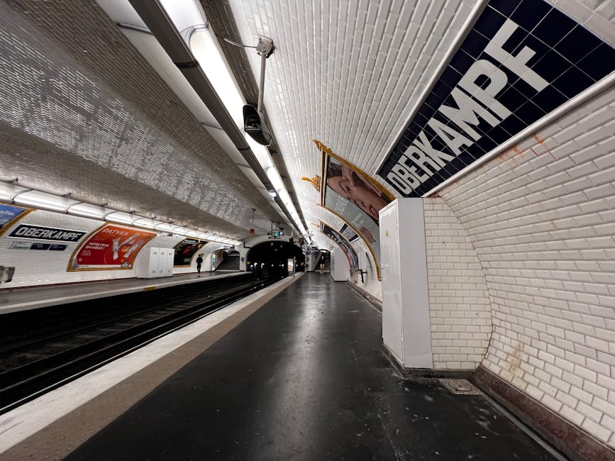 Paris metro station interior with vintage signage