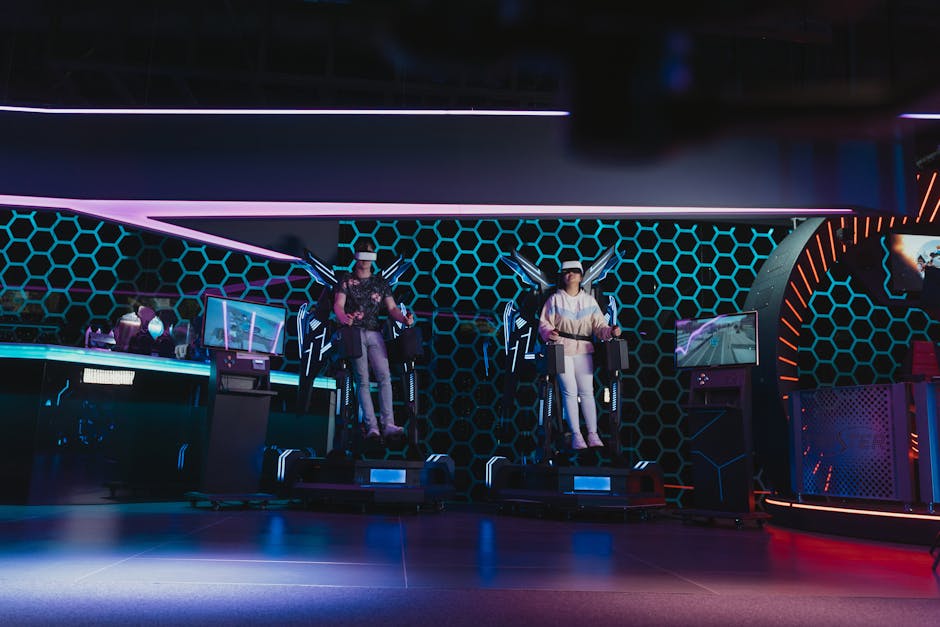 people playing VR games in Lyon arcade