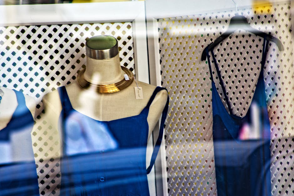 vintage dress display in French boutique window